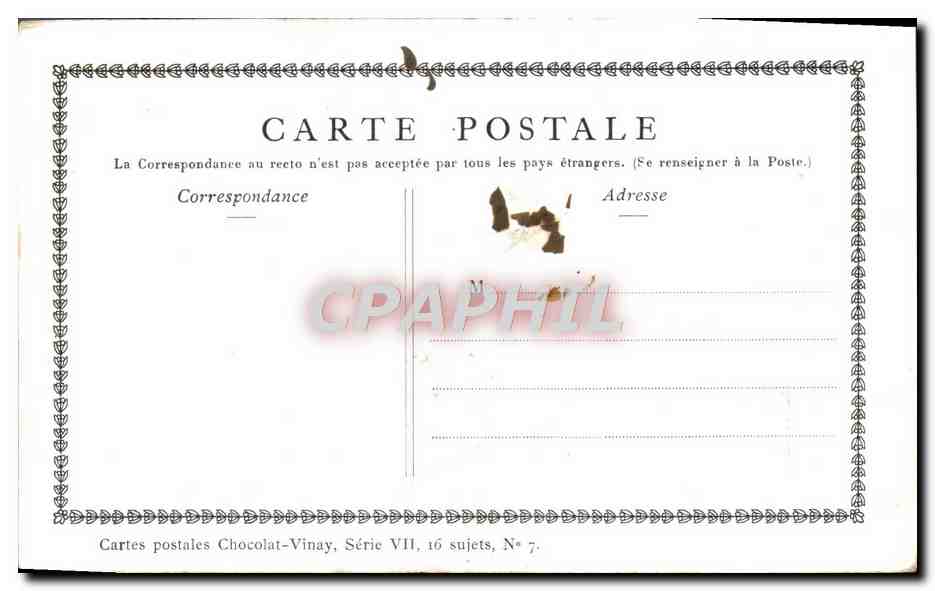 CPA Fantaisie Publicite Chocolat Vinay La cuisiniere hollandaise Gerard Dou — Verso