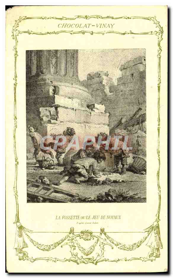 CPA Fantaisie Publicite Chocolat Vinay La fossette ou le jeu de noyaux Saint Aubin Enfants