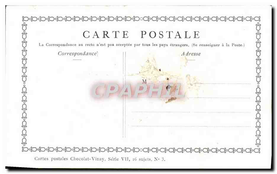CPA Fantaisie Publicite Chocolat Vinay Le jeu de cache cache Lancret  — Back