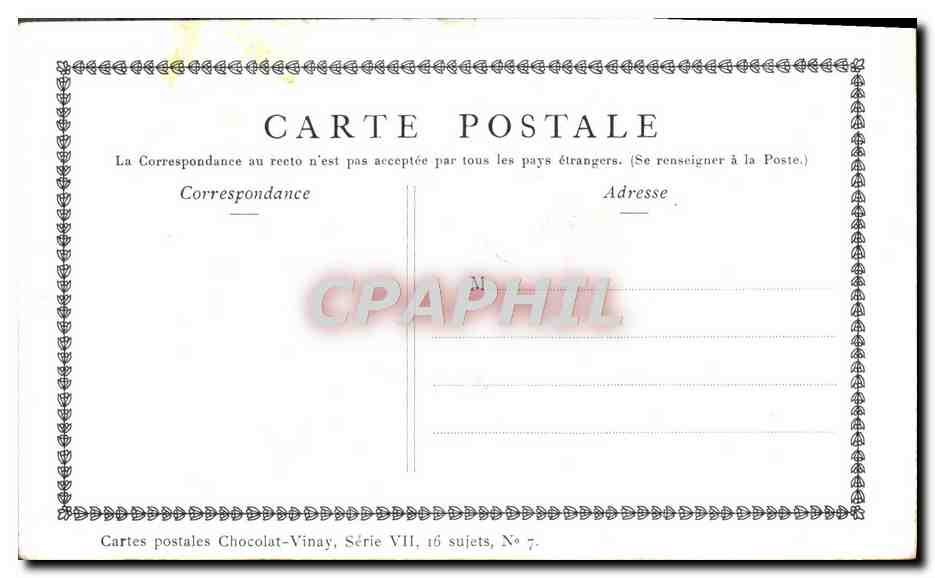 CPA Fantaisie Publicite Chocolat Vinay La cuisiniere hollandaise Gerard Dou — Verso