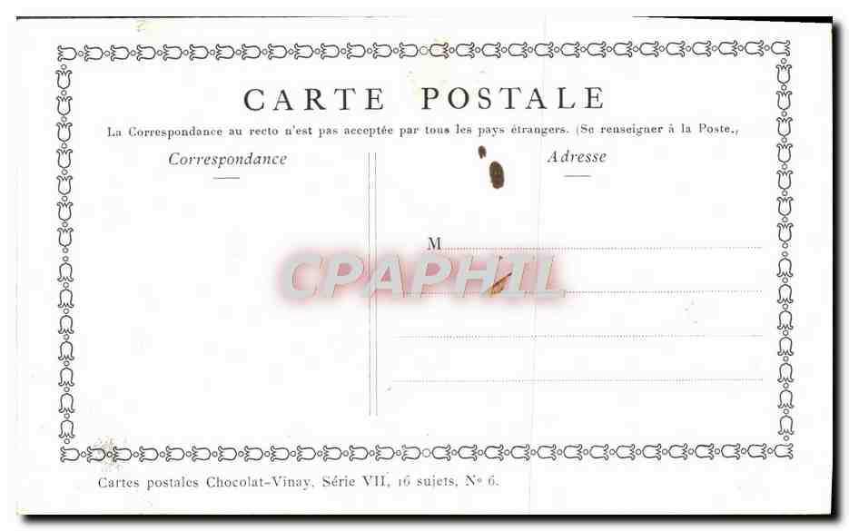 CPA Fantaisie Publicite Chocolat Vinay Le printemps Lancret — Verso