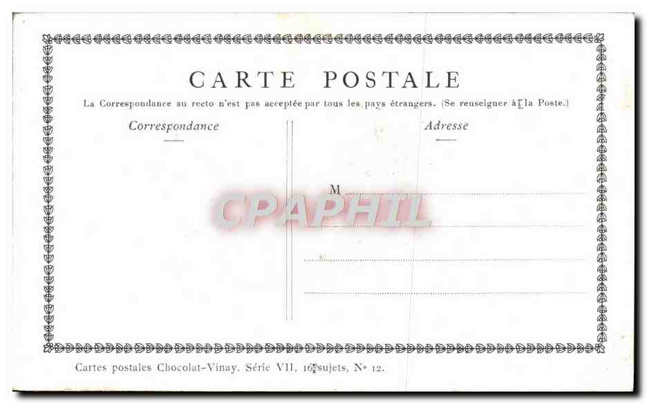 CPA Fantaisie Publicite Chocolat Vinay La marchande hollandaise Gerard Dou — Verso