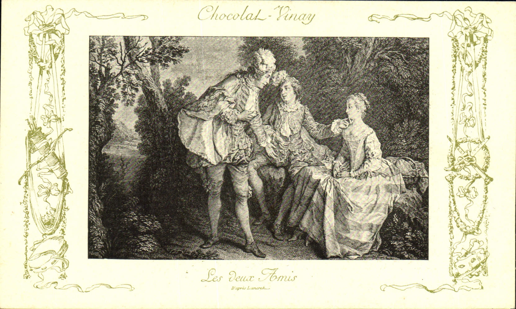 CPA Fantaisie Publicite Chocolat Vinay Les deux amis Lancret