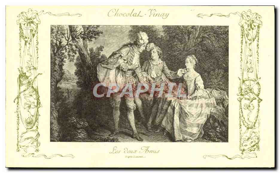 CPA Fantaisie Publicite Chocolat Vinay Les deux amis Lancret