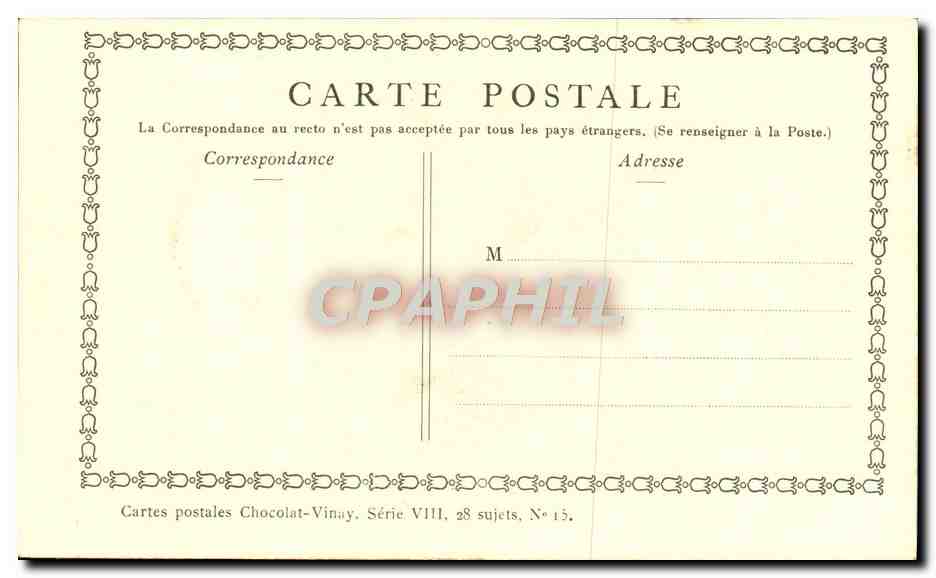CPA Fantaisie Publicite Chocolat Vinay Les deux amis Lancret — Verso