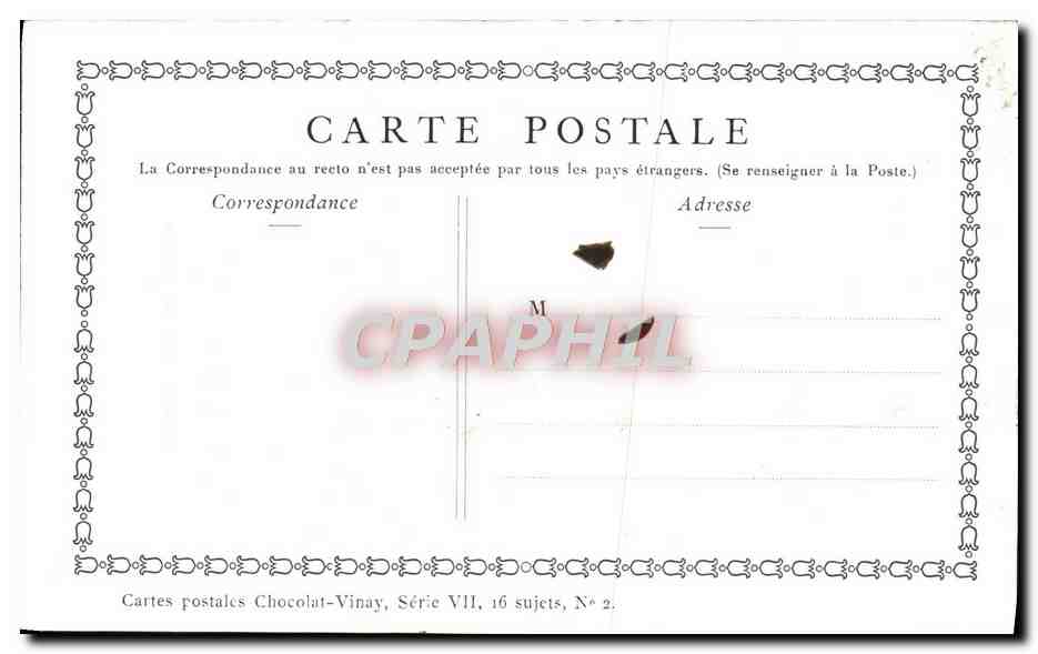 CPA Fantaisie Publicite Chocolat Vinay le jeu des quatre coins Lancret — Verso