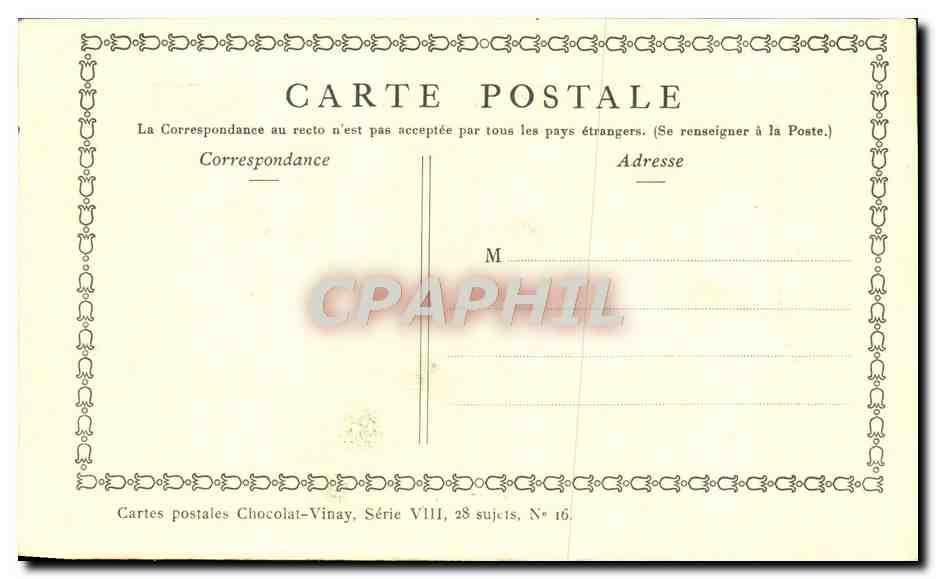 Scène de jardin — Éditeur Chocolat-Vinay, Série VIII, N° 16 — Reverso