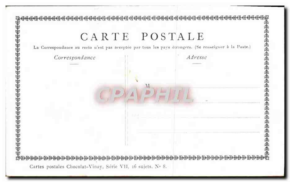 CPA Fantaisie Publicite Chocolat Vinay La fileuse Gerard Dou — Verso