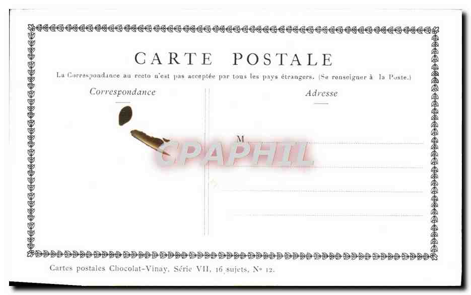 CPA Fantaisie Publicite Chocolat Vinay La marchande holldandaise Gerard Dou — Verso