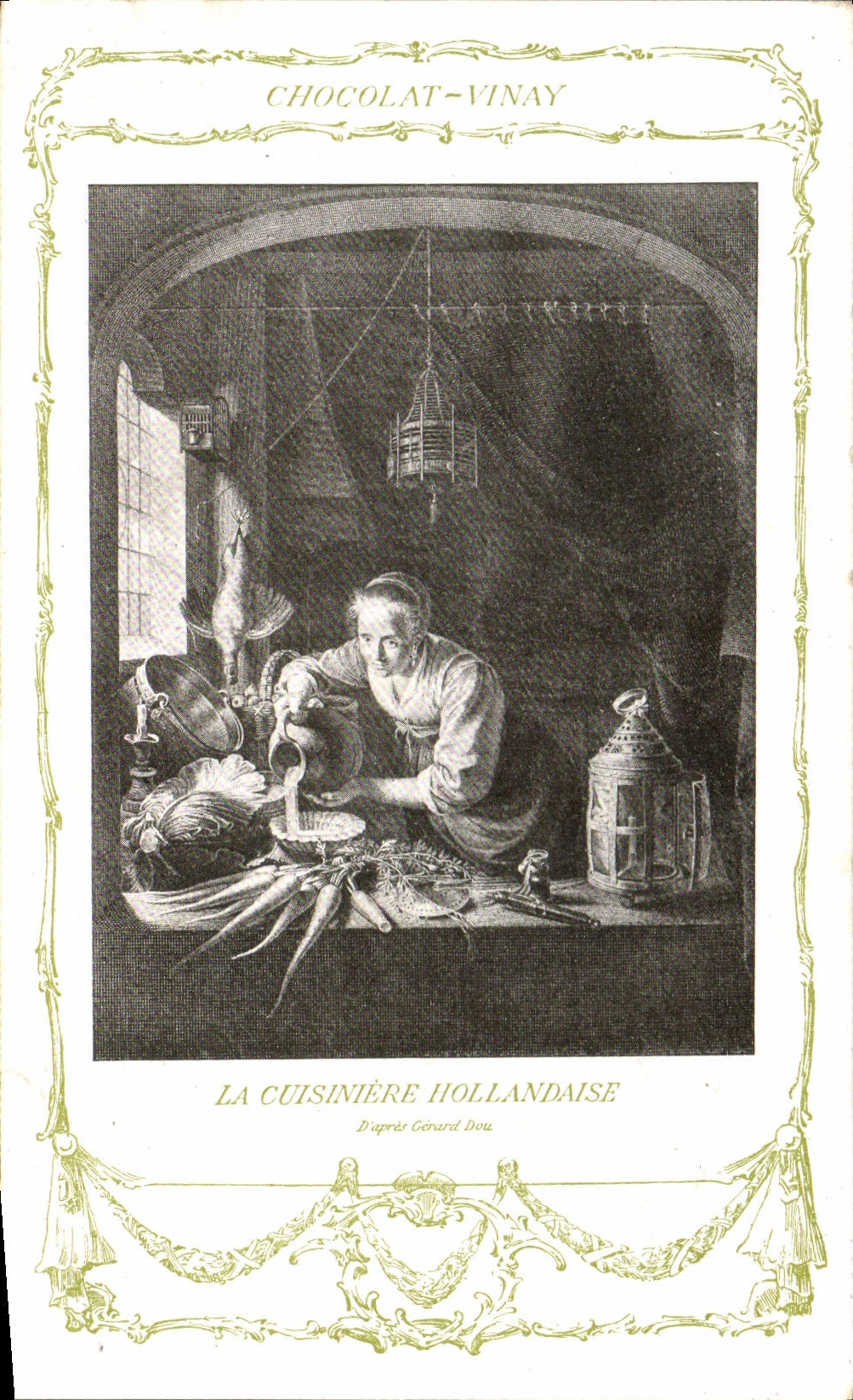 La cuisinière hollandaise — D'après Gérard Dou — Chocolat-Vinay, Série VII, N° 7