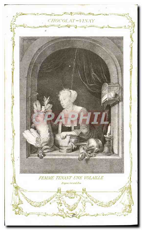 Femme tenant une volaille — Chocolat-Vinay, Série VII, N° 10