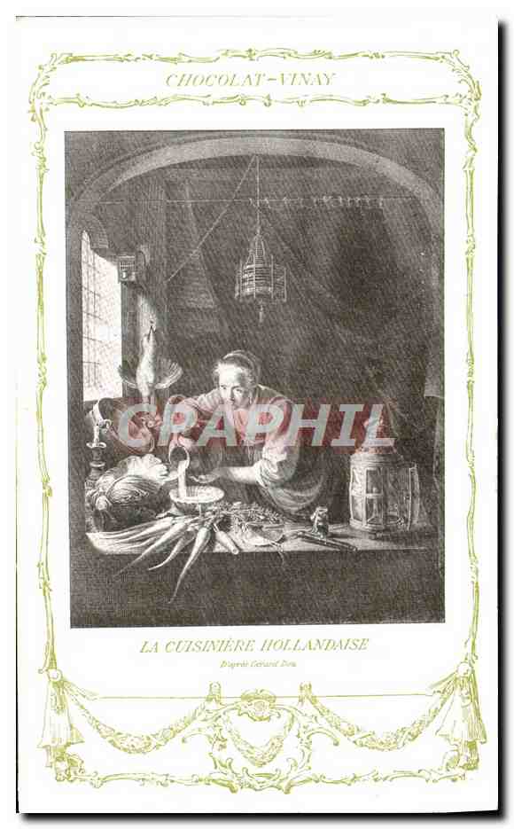 La cuisinière hollandaise — gravure de Gérard Dena — Chocolat-Vinay, Série VII, N° 7