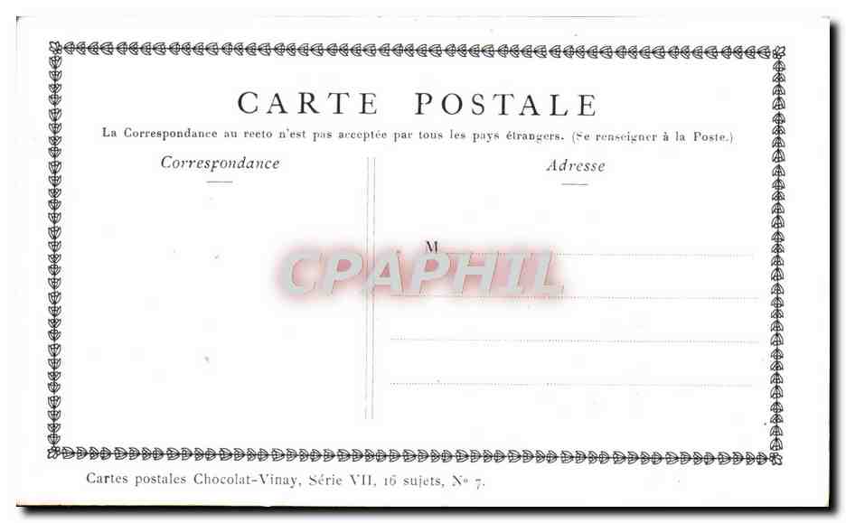 La cuisinière hollandaise — gravure de Gérard Dena — Chocolat-Vinay, Série VII, N° 7 — Reverso
