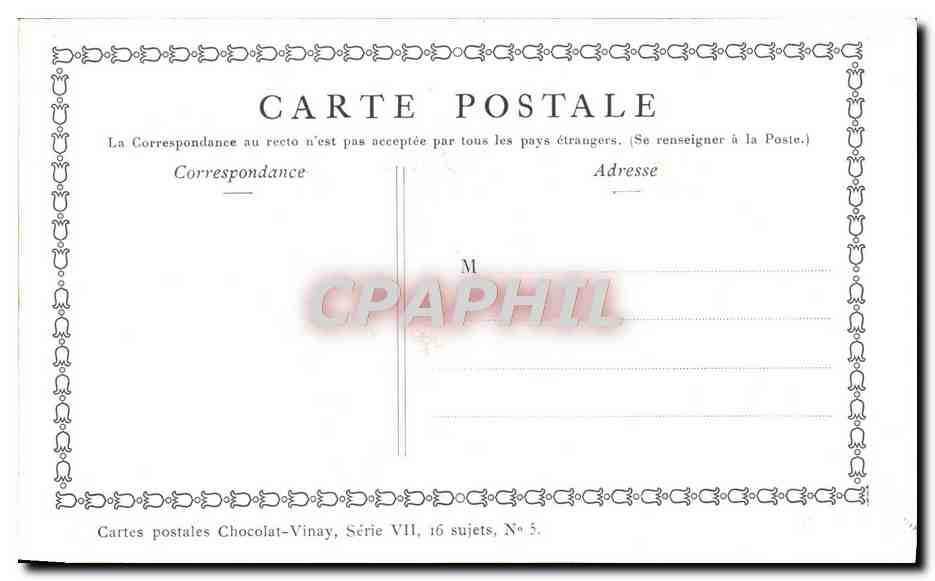 CPA Fantaisie Publicite Chocolat Vinay Concert pastoral Lancret  — Verso