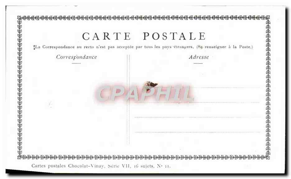 CPA Fantaisie Publicite Chocolat Vinay La liseuse Gerard Dou — Verso