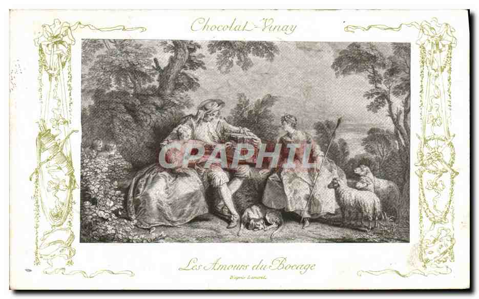 CPA Fantaisie Publicite Chocolat Vinay Les amours du bocage Lancret Moutons 
