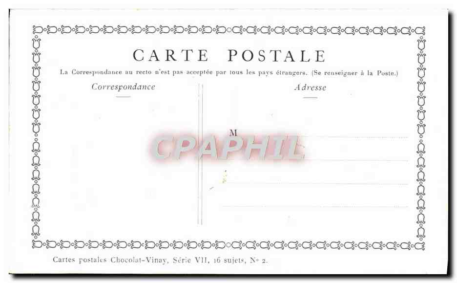 CPA Fantaisie Publicite Chocolat Vinay Le jeu des quatre coins Lancret Enfants — Rückseite