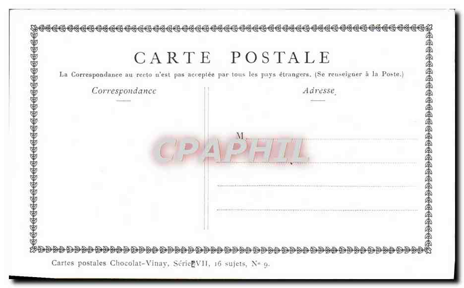 CPA Fantaisie Publicite Chocolat Vinay Le coupe tete Saint Aubin Enfants — Rückseite