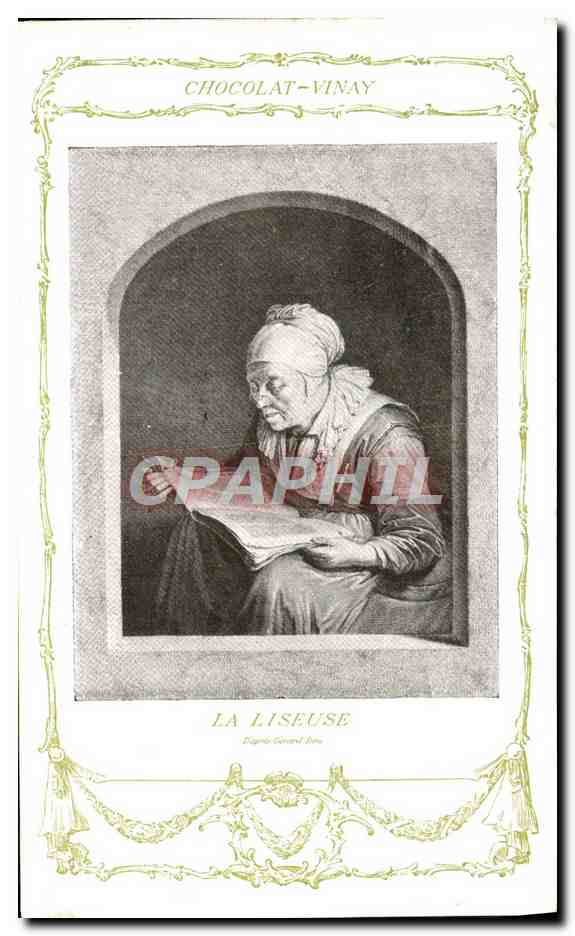 CPA Fantaisie Publicite Chocolat Vinay La liseuse Gerard Dou