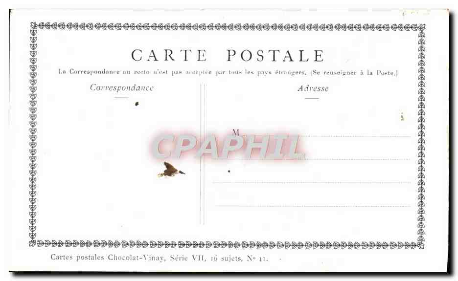 CPA Fantaisie Publicite Chocolat Vinay La liseuse Gerard Dou — Verso