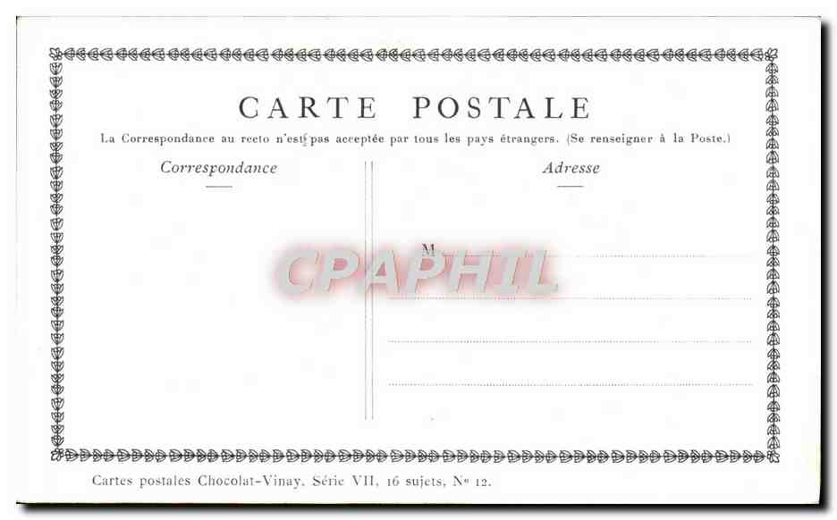 CPA Fantaisie Publicite Chocolat Vinay La marchande hollandaise Gerard Dou — Verso