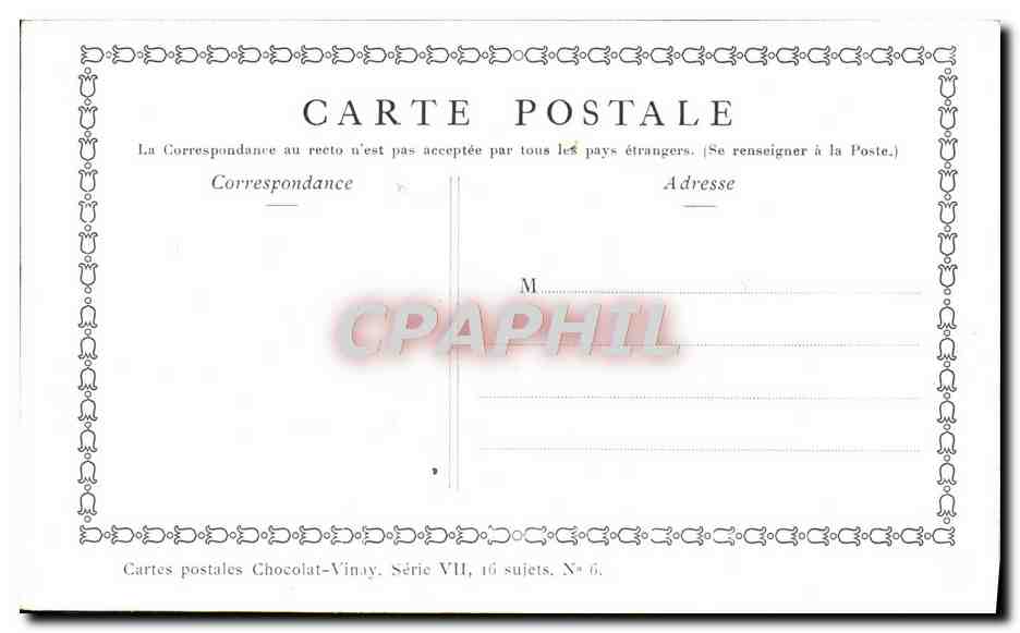 Le Printemps — D'après Lancret — Chocolat-Vinay, Série VII, N° 6 — Verso