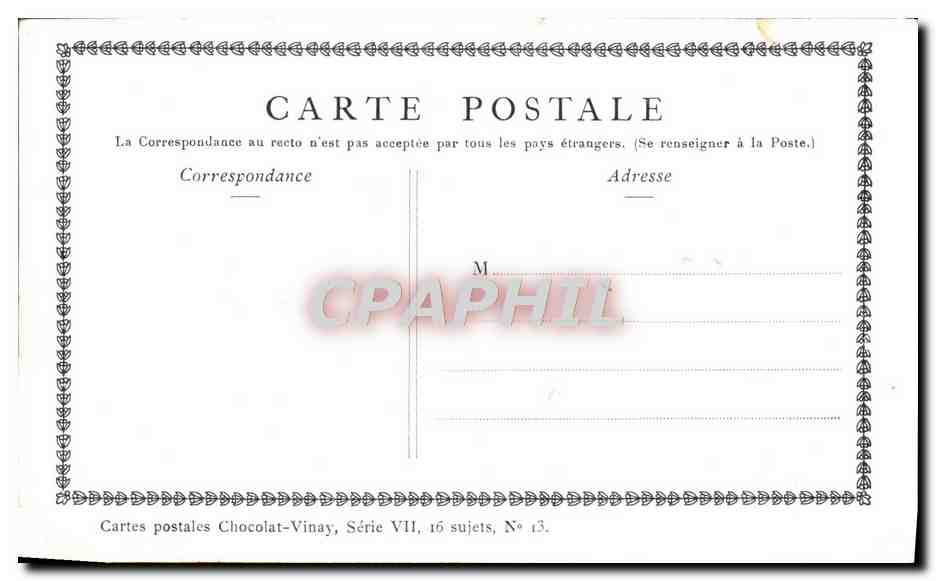 L'ÉPICIERE DE VILLAGE — D'après Gérard Dou — Chocolat-Vinay, Série VII, N° 13 — Verso