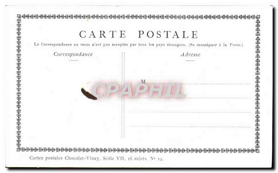 CPA Fantaisie Publicite Chocolat Vinay La famille de Gerard Dou — Verso