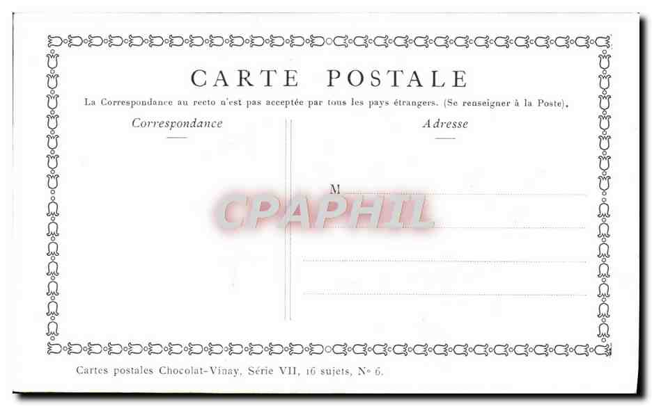 CPA Fantaisie Publicite Chocolat Vinay Le Printemps lancret — Verso