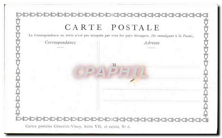 CPA Fantaisie Publicite Chocolat Vinay Le Printemps Lancret — Verso