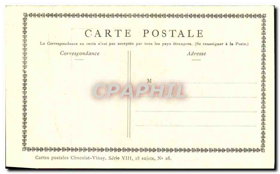 CPA Fantaisie Publicite Chocolat Vinay L'eau Lancret Peche pecheur  — Verso
