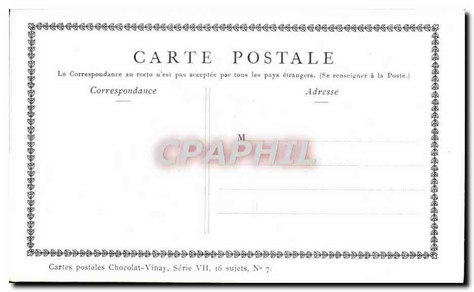 CPA Fantaisie Publicite Chocolat Vinay La cuisiniere hollandaise Gerard Dou — Verso