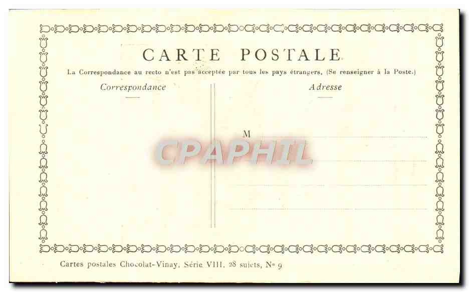 CPA Fantaisie Publicite Chocolat Vinay Marche comique  — Verso