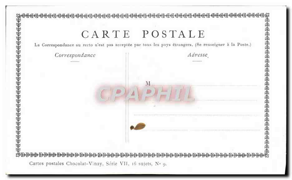 CPA Fantaisie Publicite Chocolat Vinay Le coupe tete Saint Aubin Enfants — Verso