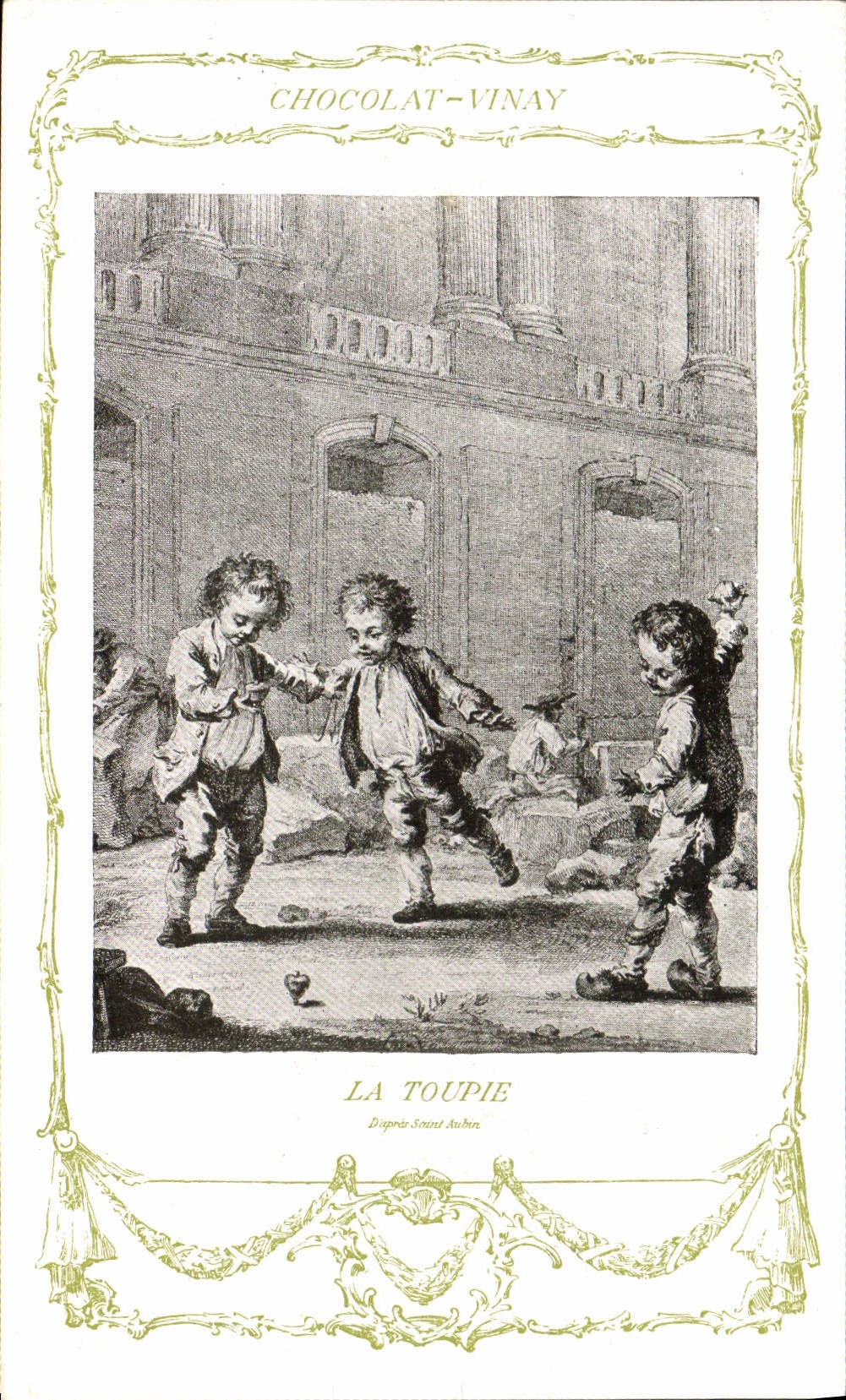 CPA Fantaisie Publicite Chocolat Vinay La toupie Saint Aubin Enfants