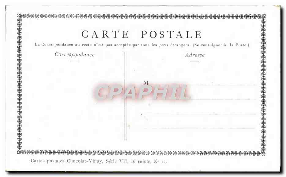 CPA Fantaisie Publicite Chocolat Vinay La marchande hollandaise Gerard Dou — Verso