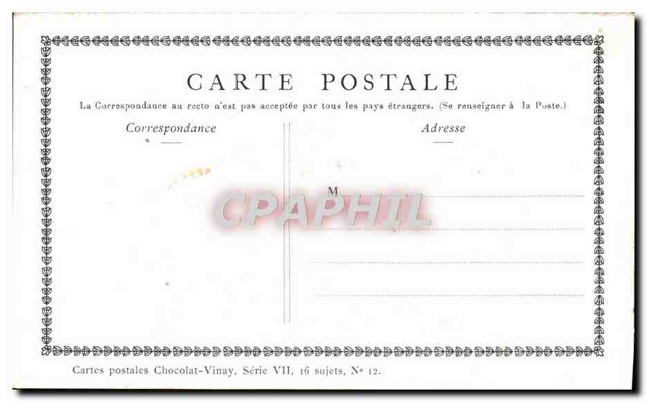 CPA Fantaisie Publicite Chocolat Vivay La marchande hollandaise  — Verso