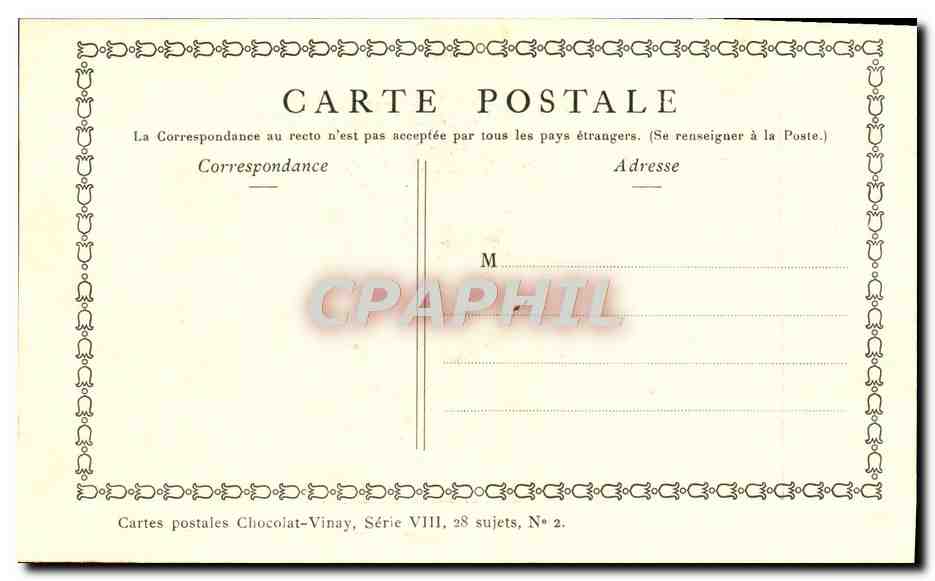 CPA Fantaisie Publicite Chocolat Vivay La danse paysanne Watteau — Verso