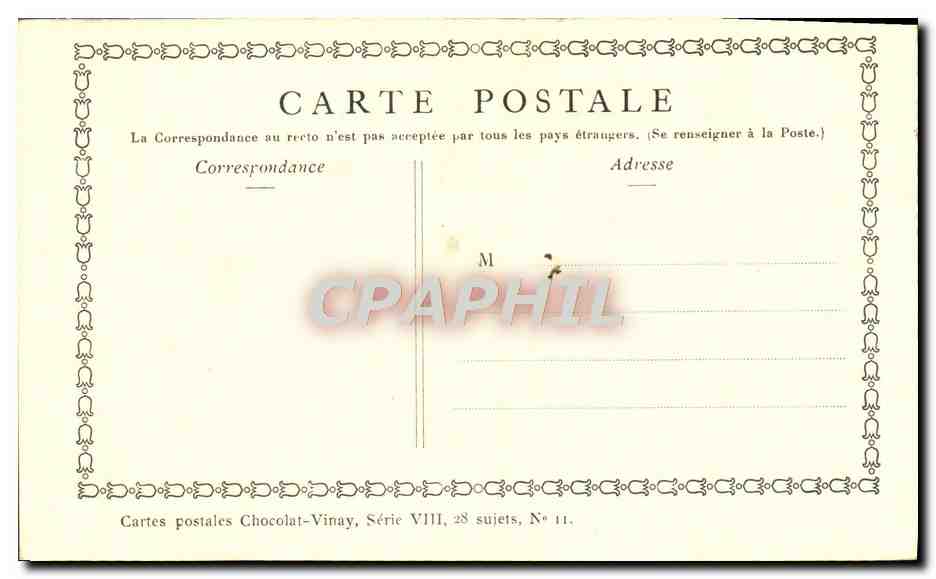 CPA Fantaisie Publicite Chocolat Vivay Les enfants de la chaumiere Gainsborough Ane Mule — Rückseite