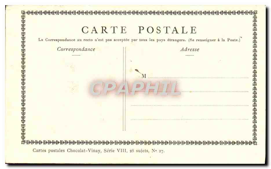 CPA Fantaisie Publicite Chocolat Vivay La sortie du college Saint Aubin Enfants — Rückseite