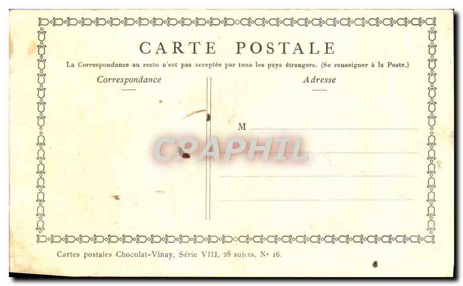 CPA Fantaisie Publicite Chocolat Vivay Nicaise Lancret — Rückseite
