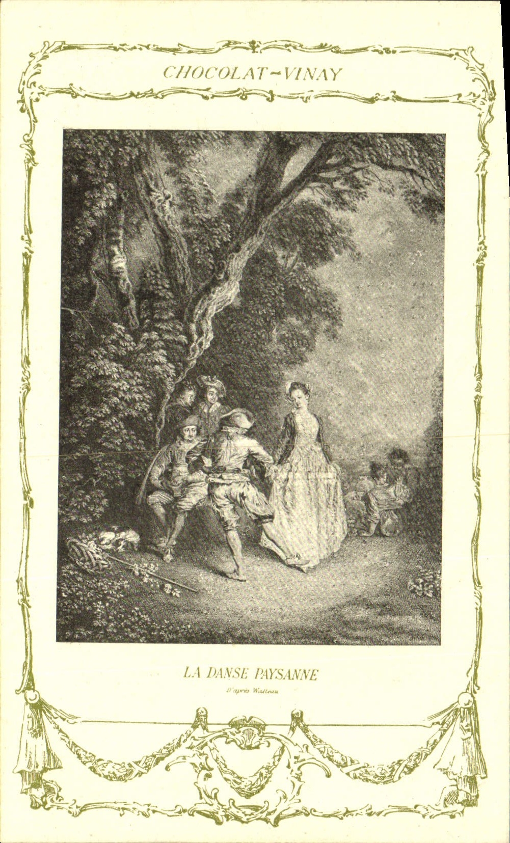 La Danse Paysanne — d'après Watteau — Chocolat-Vinay, Série VIII, N° 2