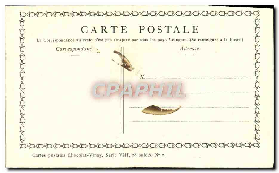 La Danse Paysanne — d'après Watteau — Chocolat-Vinay, Série VIII, N° 2 — Reverso