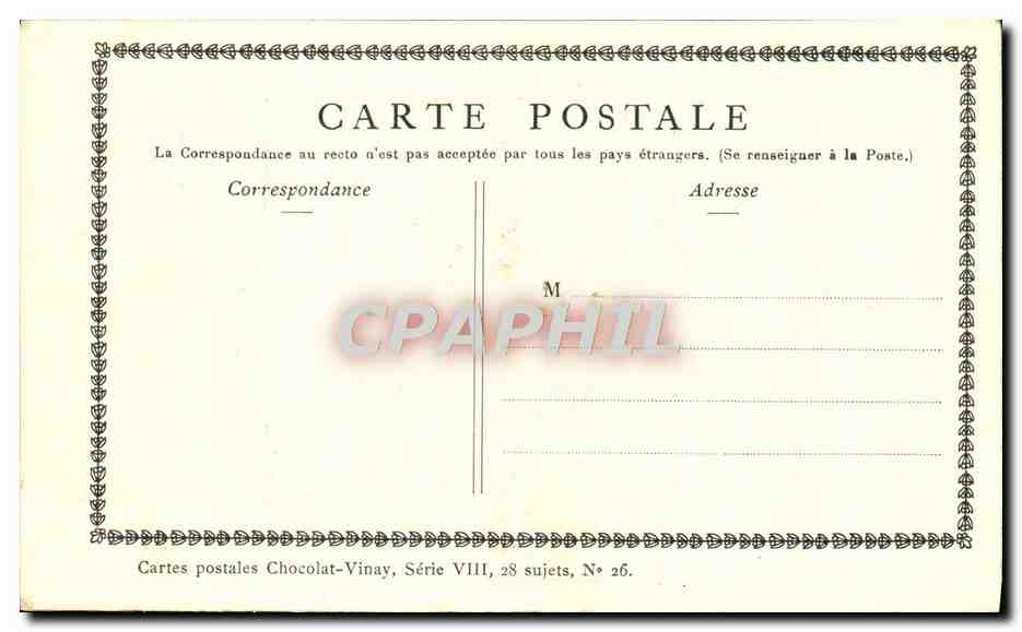 CPA Fantaisie Publicite Chocolat Vivay L'eau Lancret Peche  — Verso
