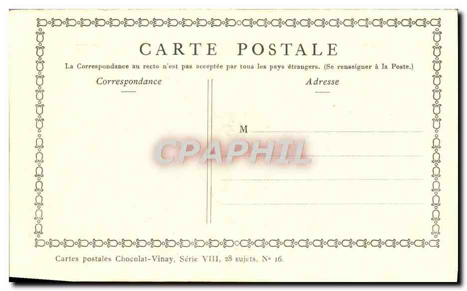 CPA Fantaisie Publicite Chocolat Vivay Nicaise lancret — Rückseite