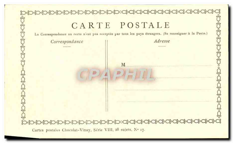 CPA Fantaisie Publicite Chocolat Vivay La marchande de chataignes  — Verso