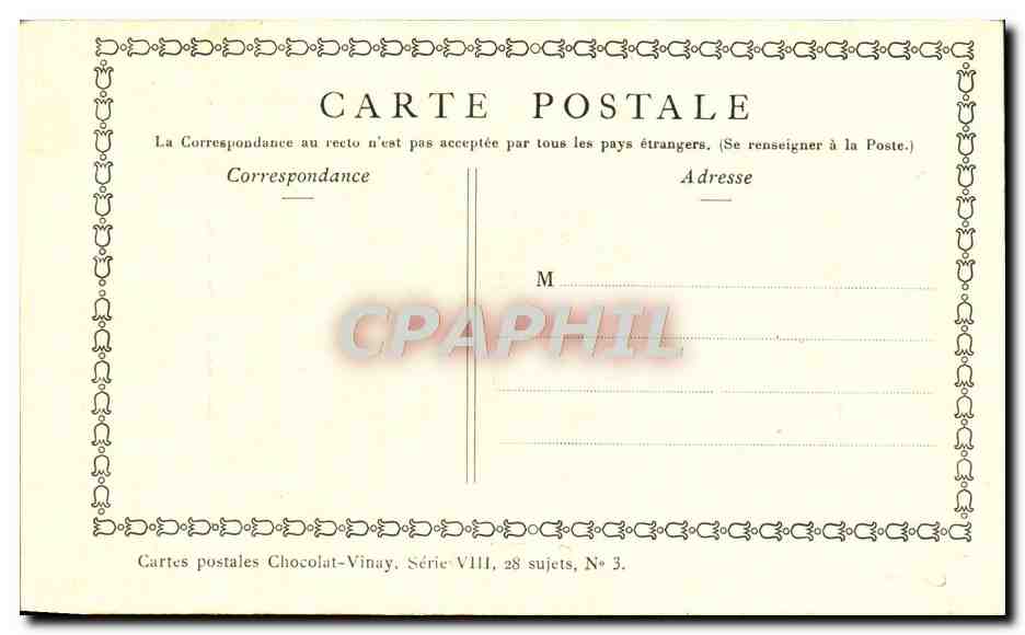 CPA Fantaisie Publicite Chocolat Vivay Le matin Lancret  — Verso