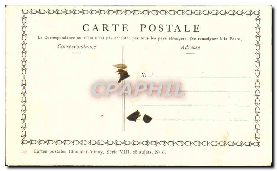 CPA Fantaisie Publicite Chocolat Vivay Le marchand de galette  — Verso