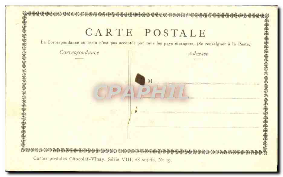 La Terre — D'après Lancere — Chocolat-Vinay, Série VIII, N° 19 — Verso