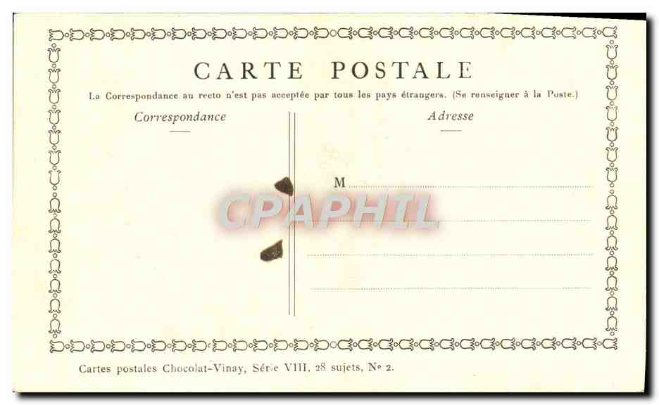 CPA Fantaisie Publicite Chocolat Vivay La danse paysanne Watteau — Verso